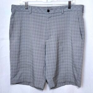 WALTER HAGEN PERFECT 11 MAJORS PLAID CHECK GRAY GOLF CHINO‎ SHORTS MENS 36